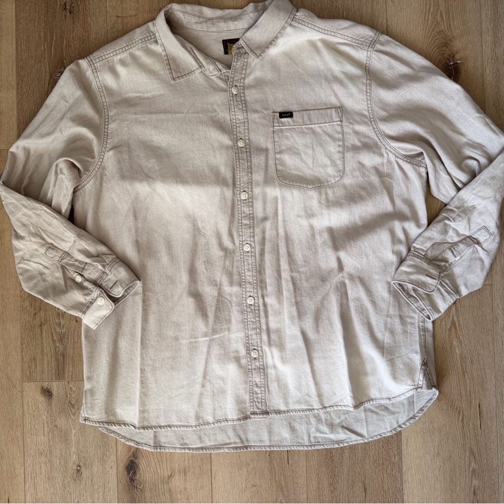 Lee Beige 100 percent Cotton button Down Shirt XXL